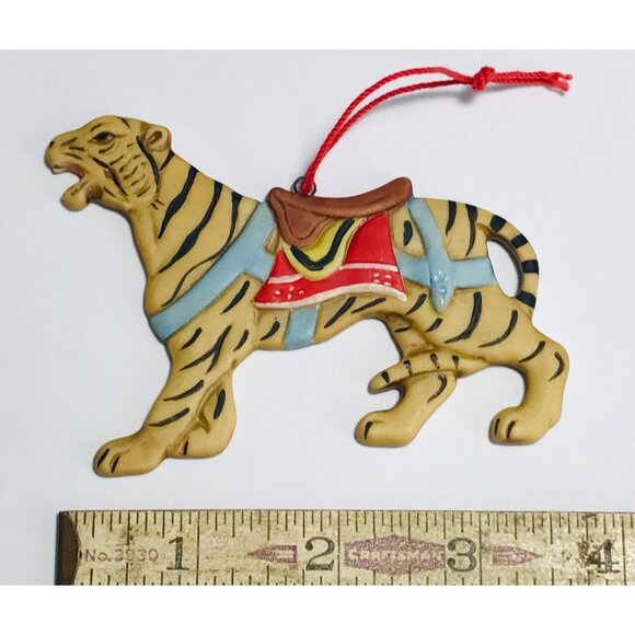 1986 Schmid Shackman Tiger Ornament Carousel Animal Vintage Original Sticker - Picture 3 of 3
